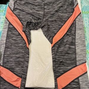 Soybu Black, Coral and Gray Striped Leggings